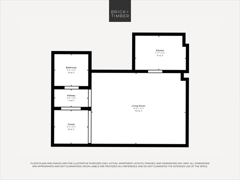 Floor plan for studio, 1 bath, 289 sqft
